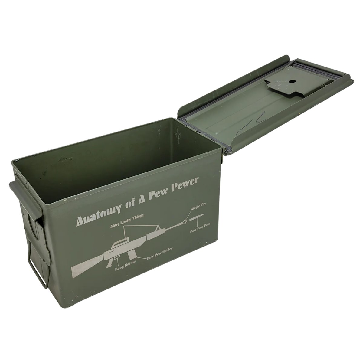 50 Caliber Army Surplus Steel Ammo Can - Open view