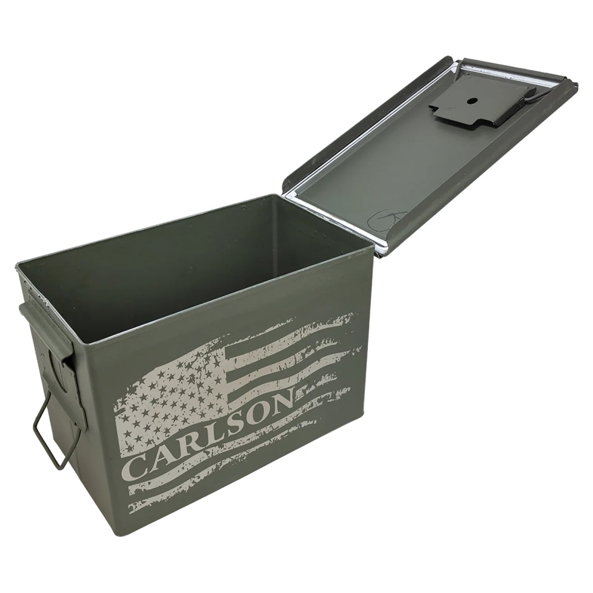 Fat 50 Caliber Army Surplus Steel Ammo Can - Open view