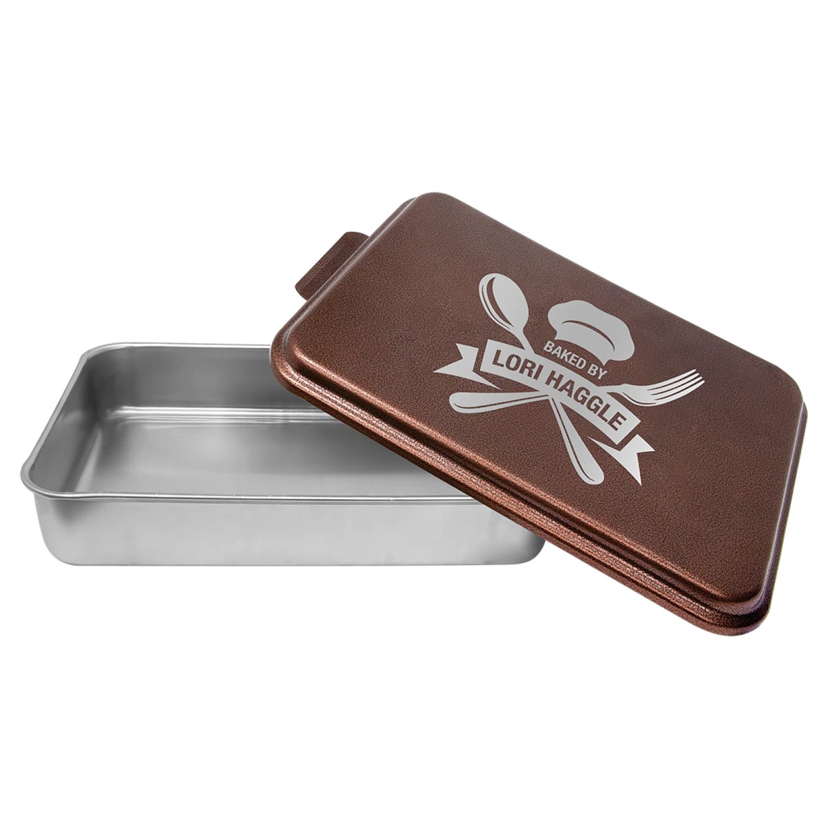 9" x 13" Aluminum Cake Pan with Copper Lid - Open view