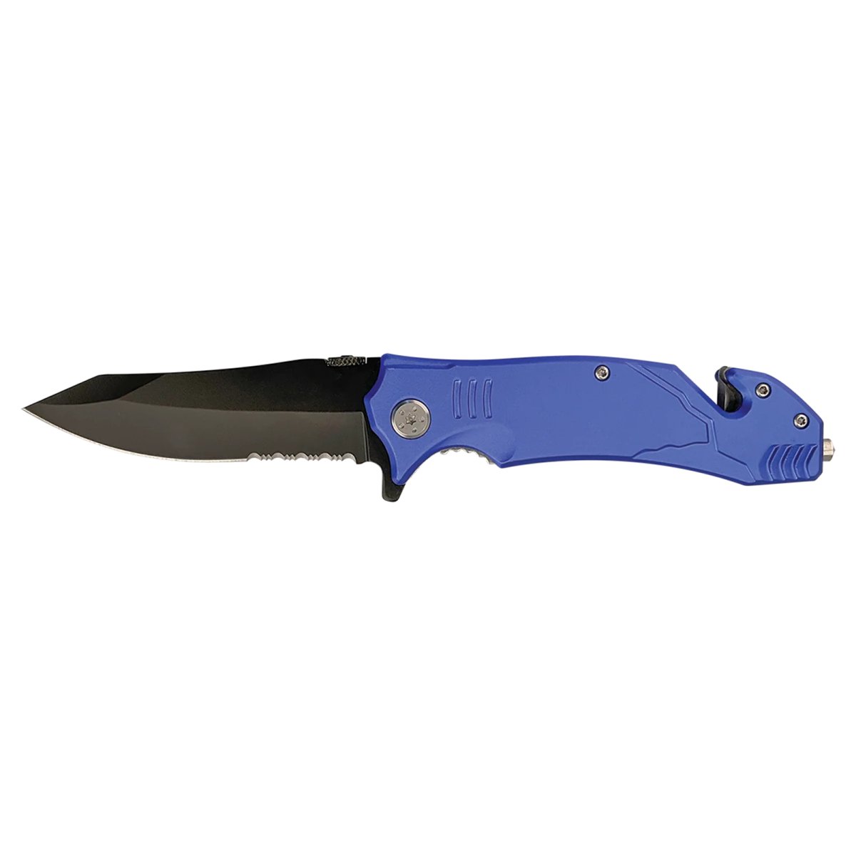 Bison River 4 1/2" Blue Rescue Knife - Open view