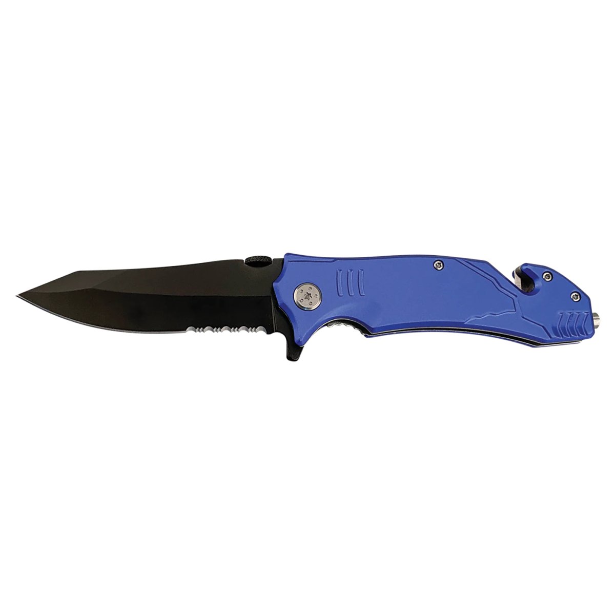 Bison River 4 1/2" Blue Rescue Knife - Open 2 view