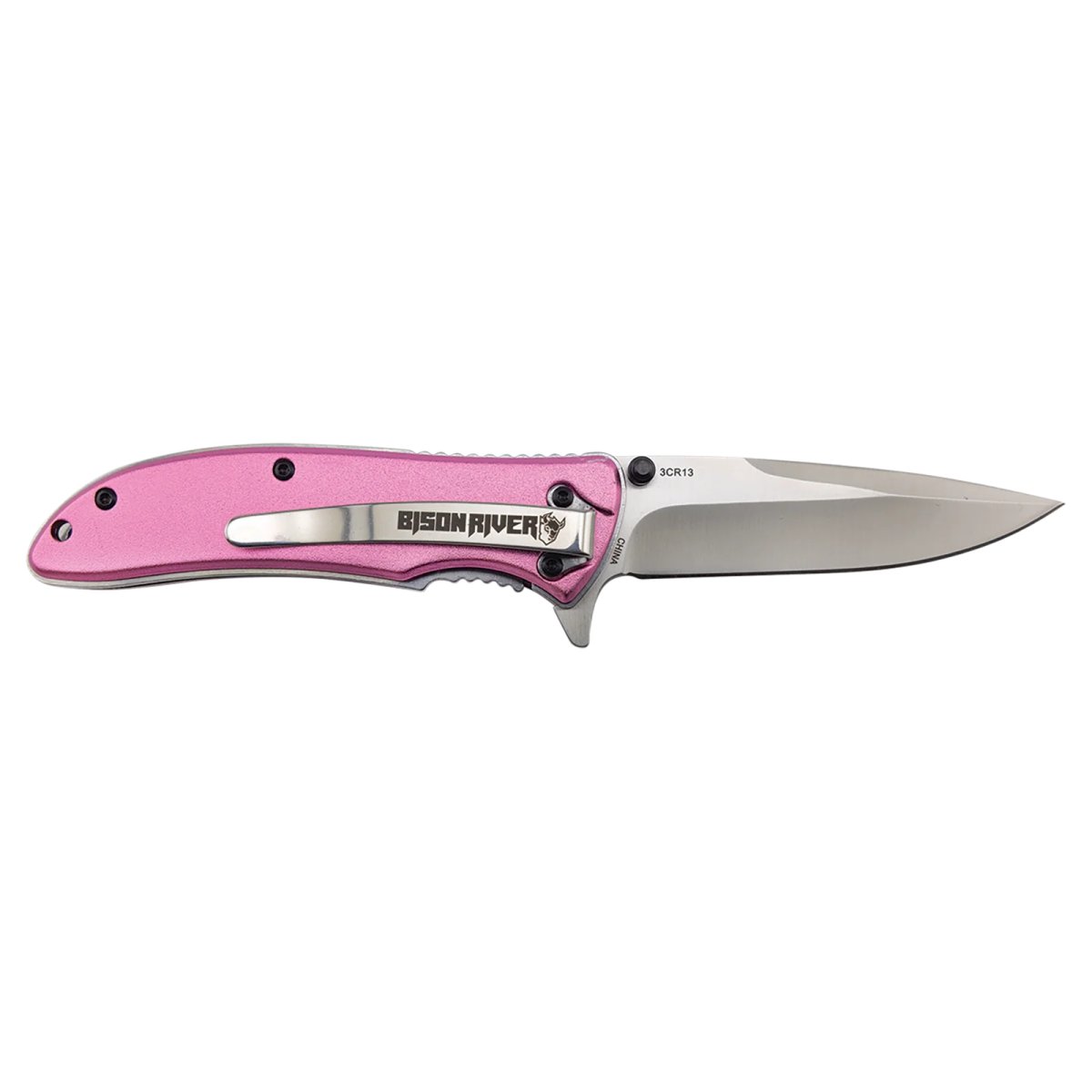 Bison River 4 1/4" Pink Everyday Carry Knife - Open 2 view