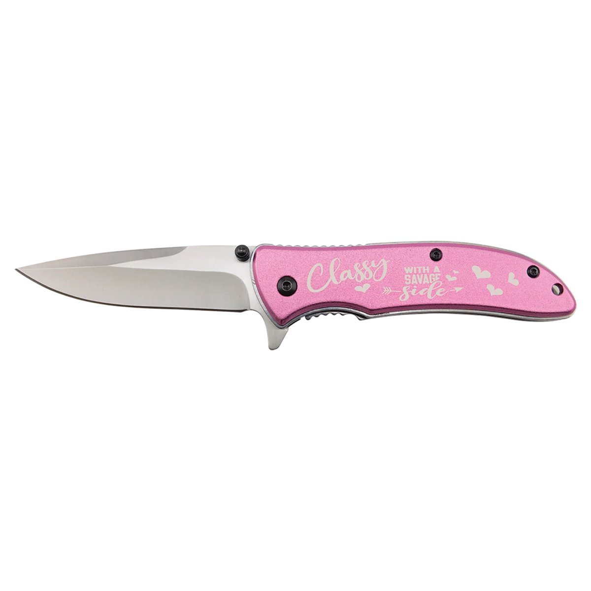 Bison River 4 1/4" Pink Everyday Carry Knife - Open view