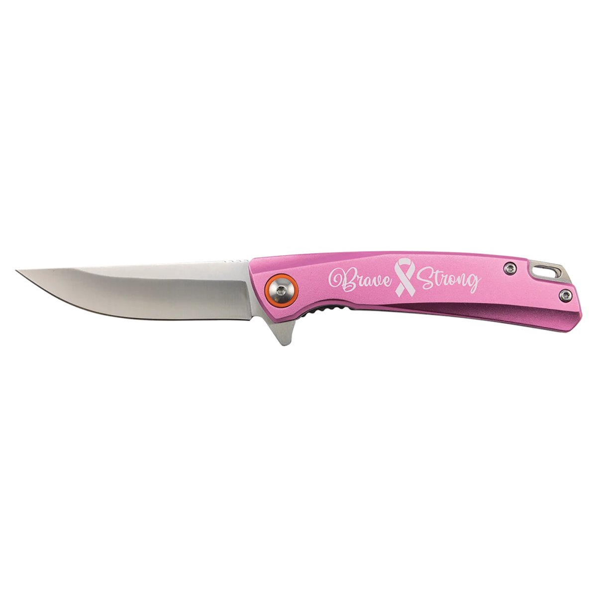 Bison River 4" Pink Everyday Carry Knife with Ball Bearing Open Mechanism - Open view