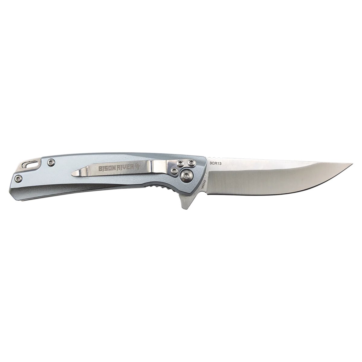 Bison River 4" Gray Everyday Carry Knife with Ball Bearing Open Mechanism - Open 2 view