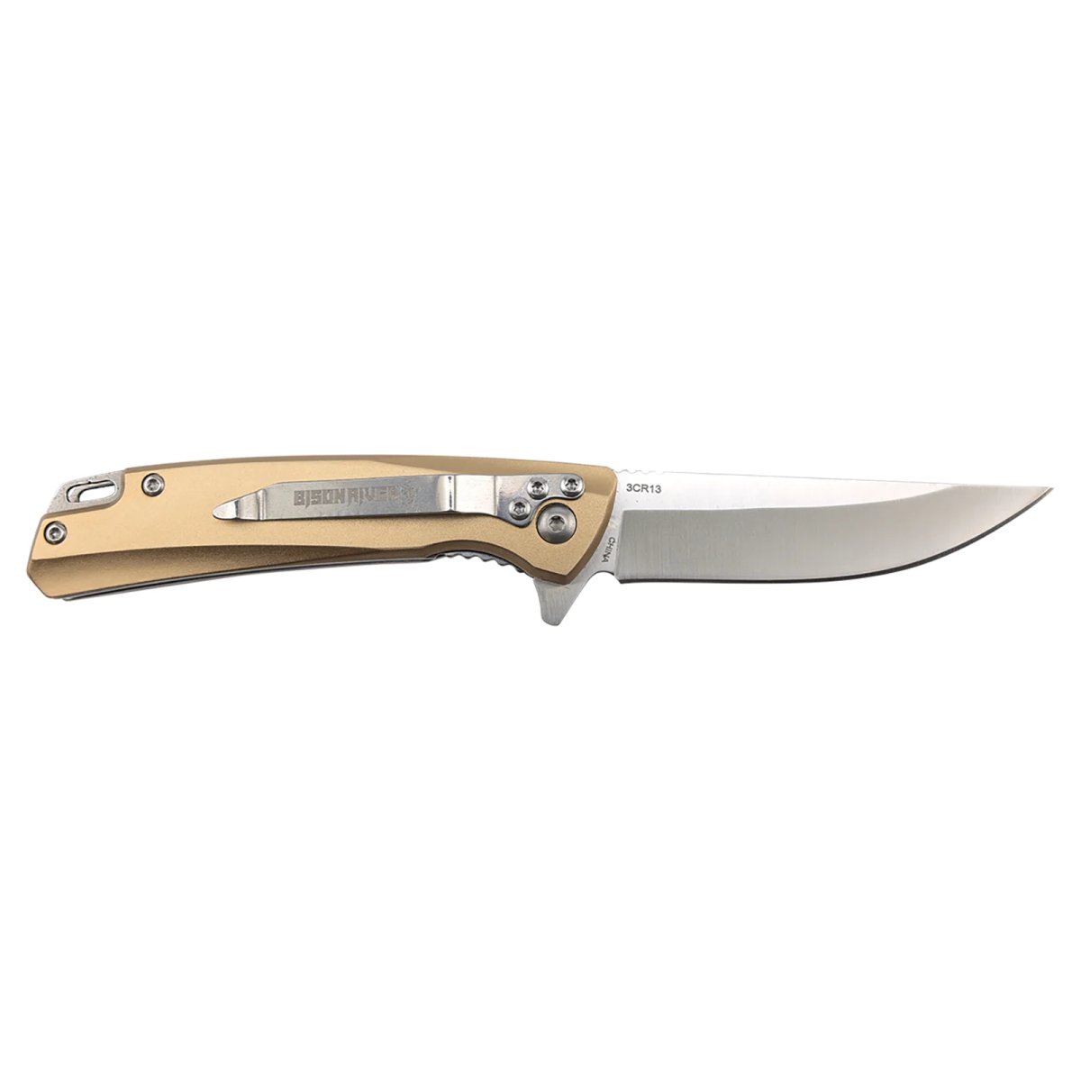 Bison River 4" Sand Everyday Carry Knife with Ball Bearing Open Mechanism - Open 2 view