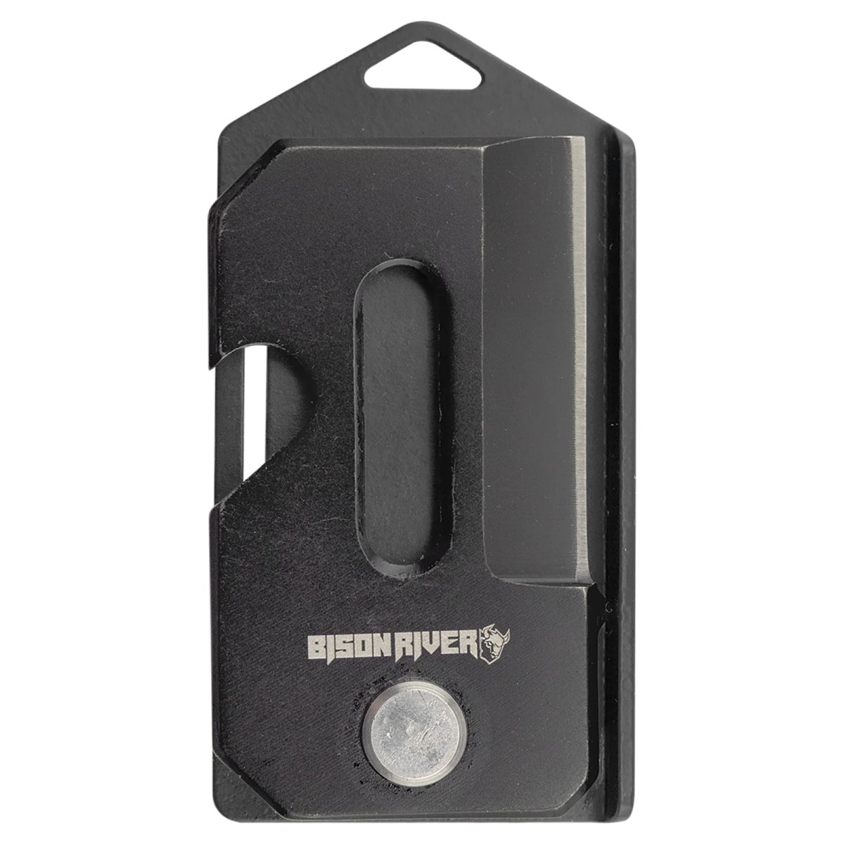 Bison River 2" Black Everyday Carry Knife - Back view
