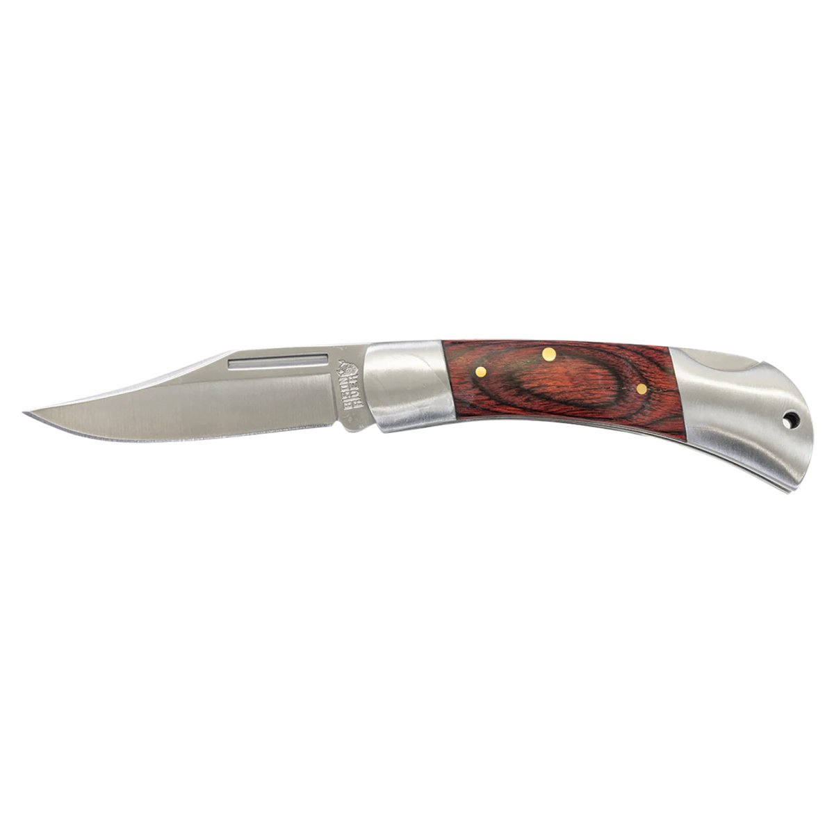 Bison River 3 1/2" Wood Folding Knife - Open view