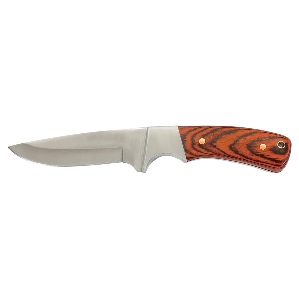 Bison River 7 3/4" Fixed Blade Wood Knife with Leather Sheath - Side view
