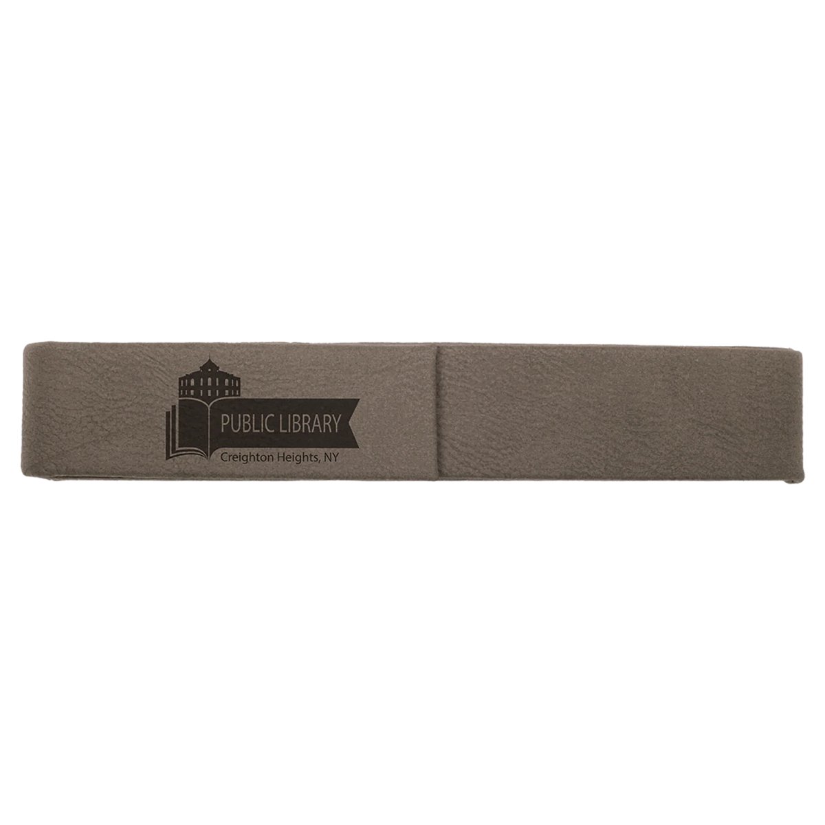 6 1/2" x 1" Gray Engraved Faux Leather Single Pen Case - Back view