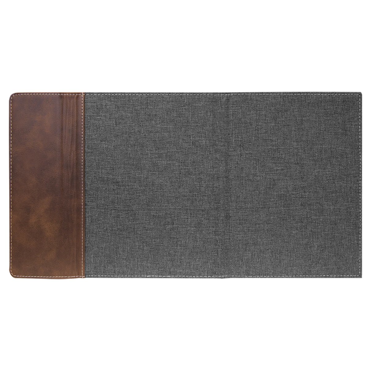 7" x 9" Rustic/Silver Leatherette / Gray Canvas Portfolio with Notepad - Back view