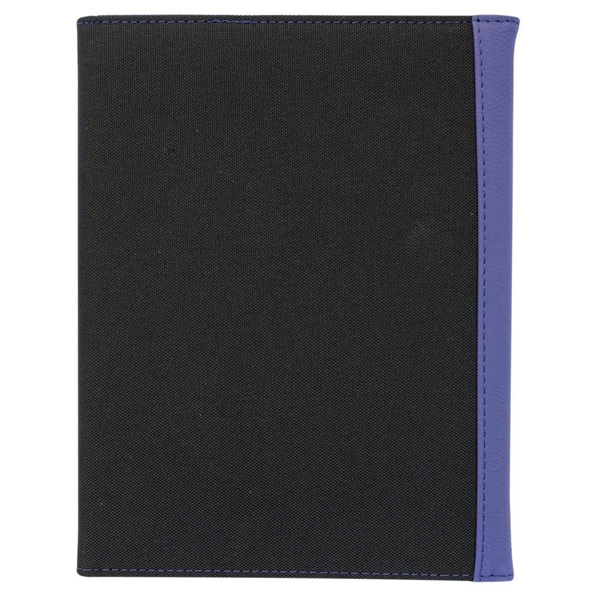 7" x 9" Purple Engraved Faux Leather / Black Canvas Portfolio with Notepad - Back view