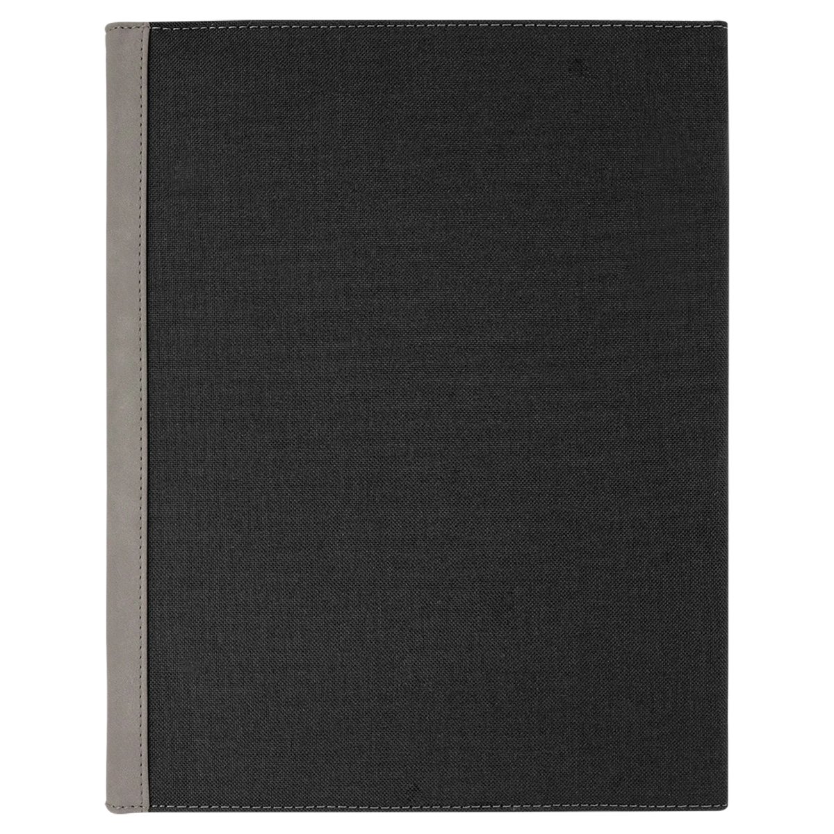 9 1/2" x 12" Gray Engraved Faux Leather / Black Canvas Portfolio w / Notepad - Back view