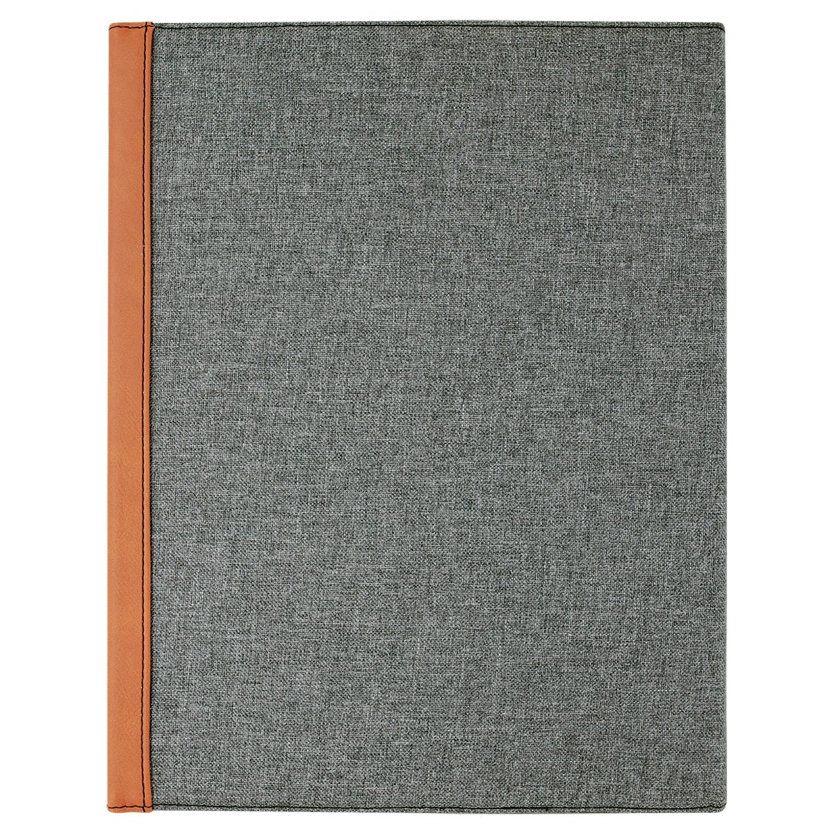 9 1/2" x 12" Rawhide Engraved Faux Leather / Gray Canvas Portfolio with Notepad - Back view