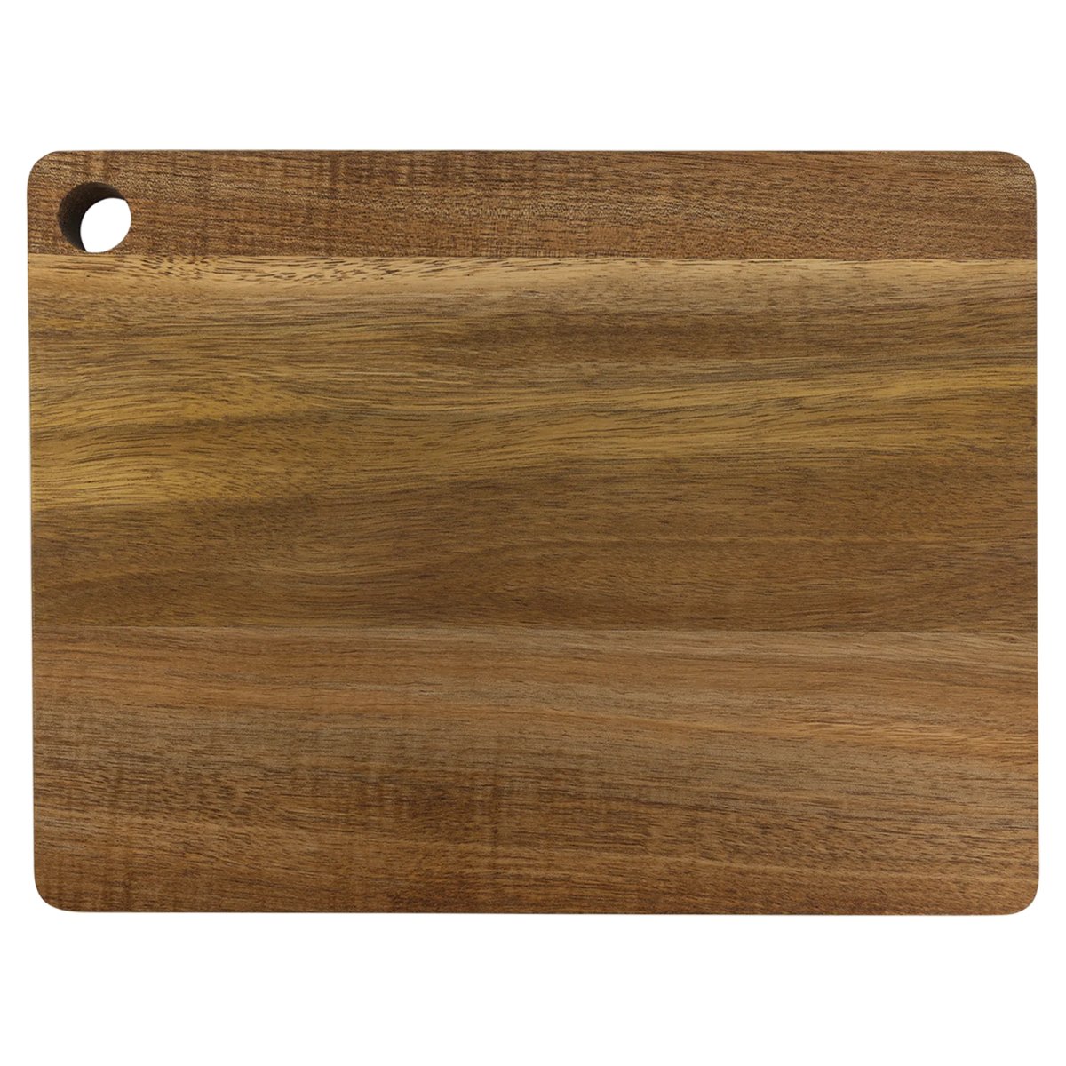 11 1/2" x 8 3/4" Acacia Cutting Board with Drip Ring and Corner Hole - Back view