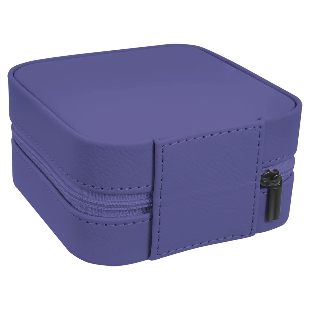 4" X 4" Purple/Black Engraved Faux Leather Travel Jewelry Box with Black Lining - Back view