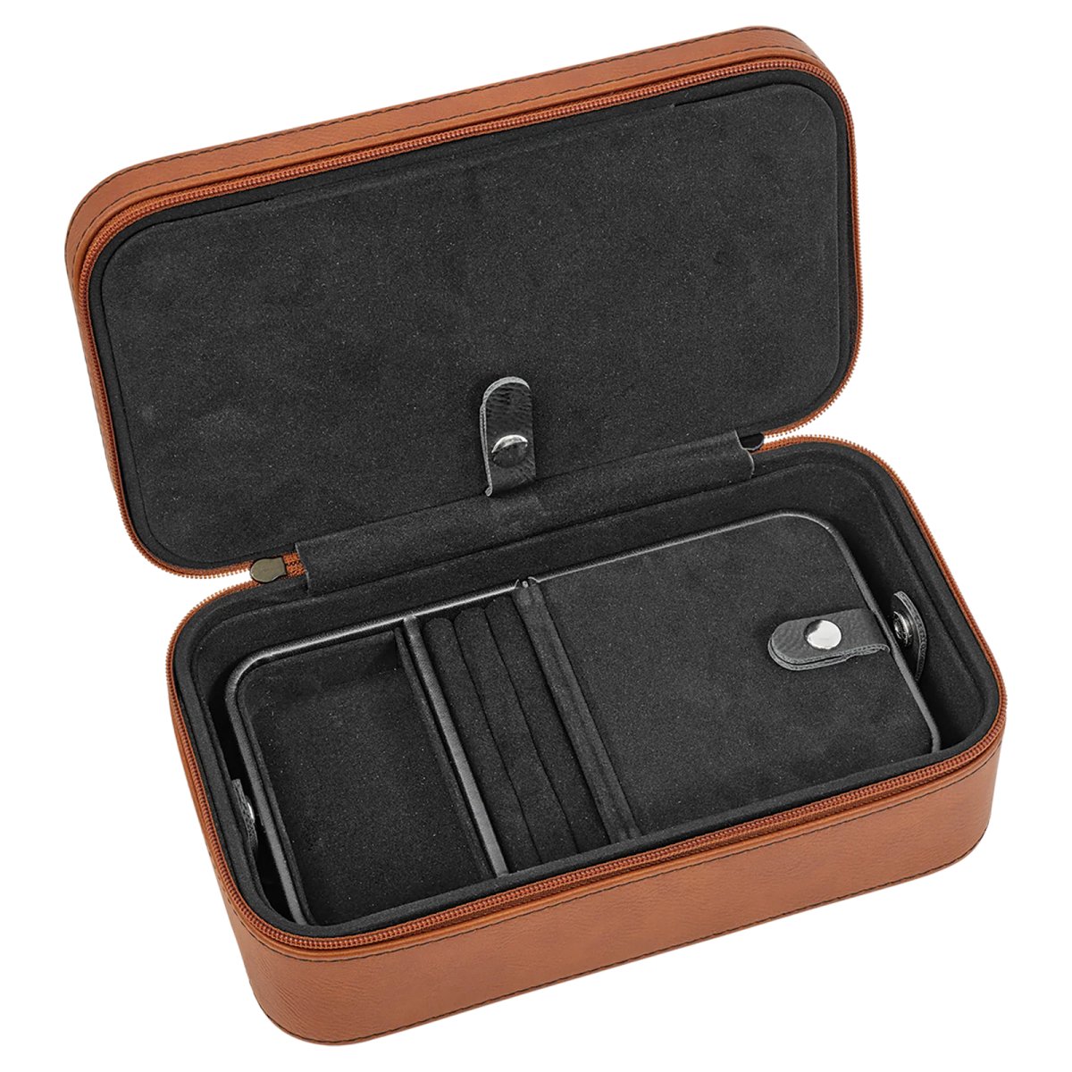7 1/2" X 4 1/2" Rawhide Engraved Faux Leather Jewelry Box - Inside view