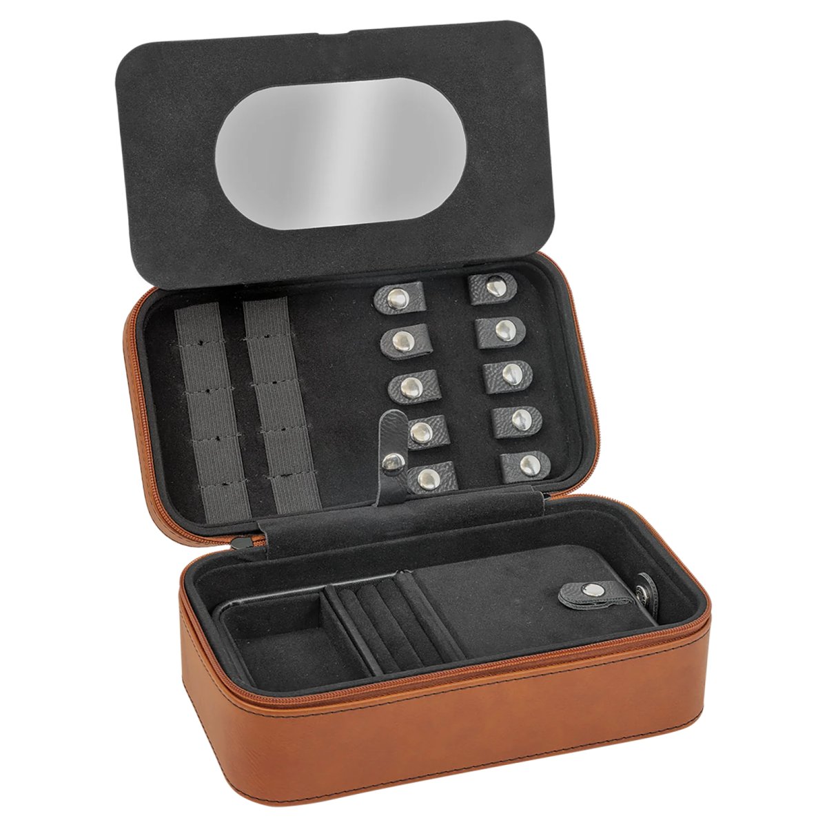 7 1/2" X 4 1/2" Rawhide Engraved Faux Leather Jewelry Box - Inside 2 view