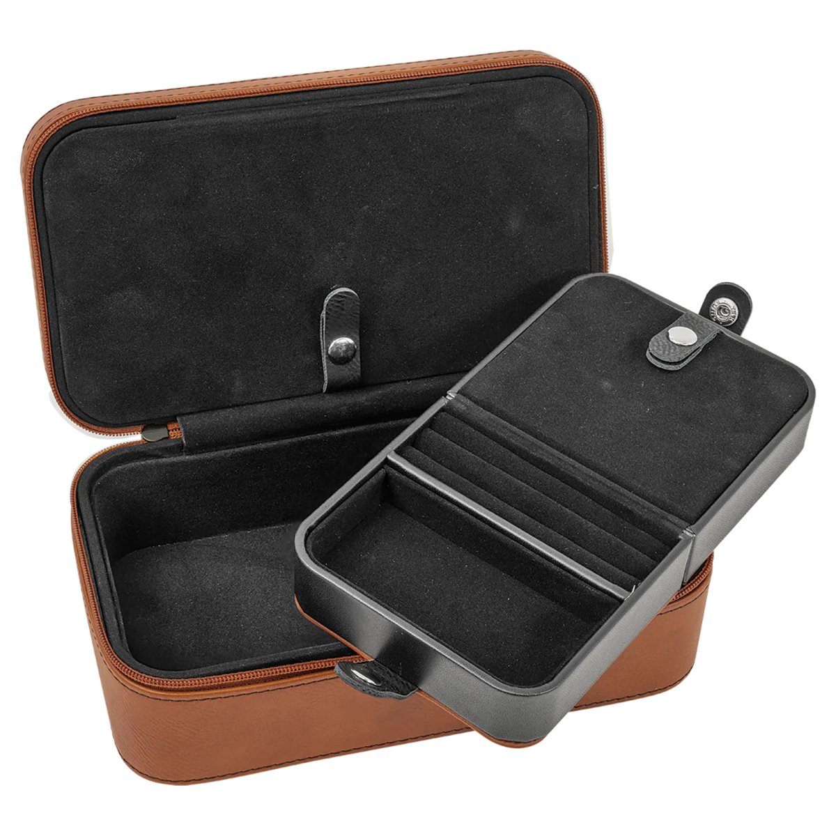7 1/2" X 4 1/2" Rawhide Engraved Faux Leather Jewelry Box - Inside 3 view