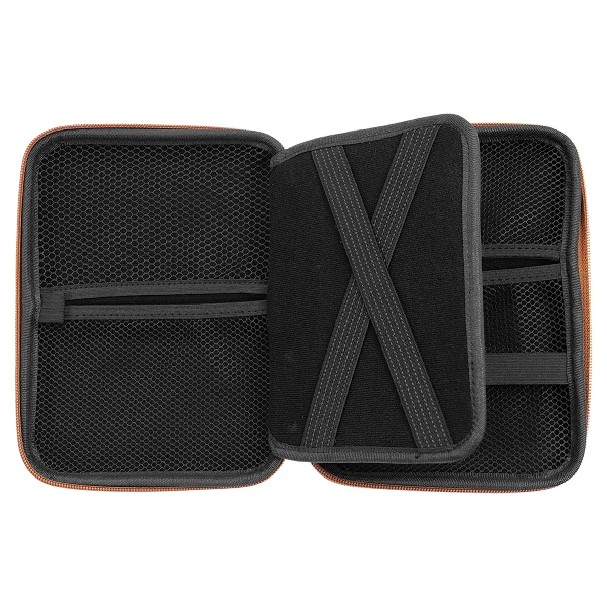 8 1/2" x 6" x 1 3/4" Rawhide Leatherette Cord Case - Open 2 view