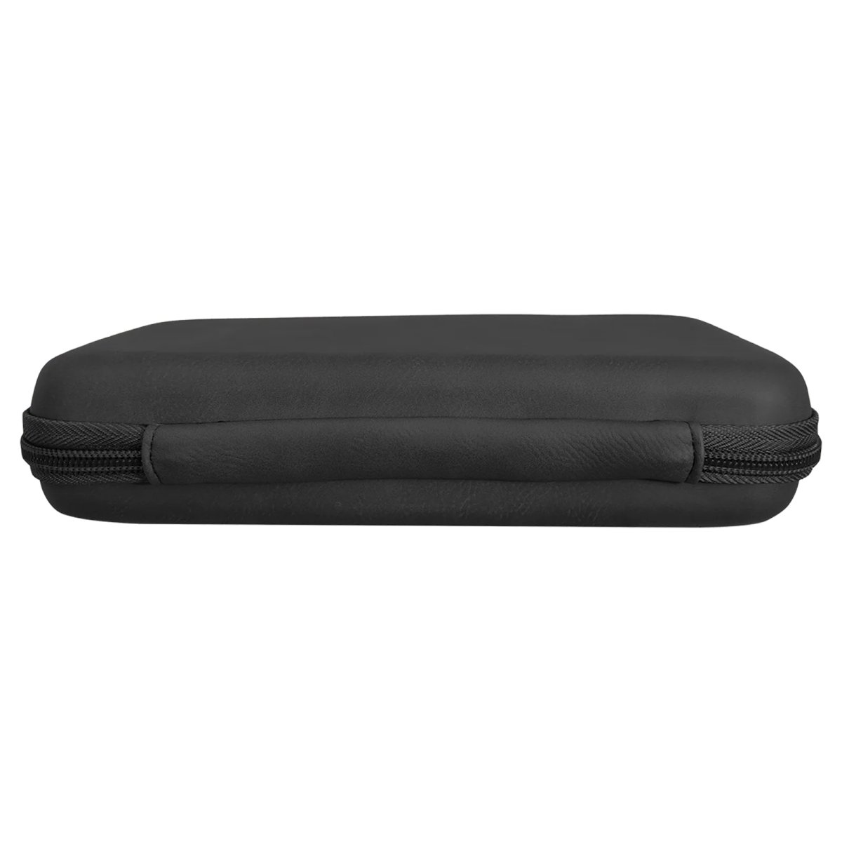 8 1/2" x 6" x 1 3/4" Black/Silver Leatherette Cord Case - Back view