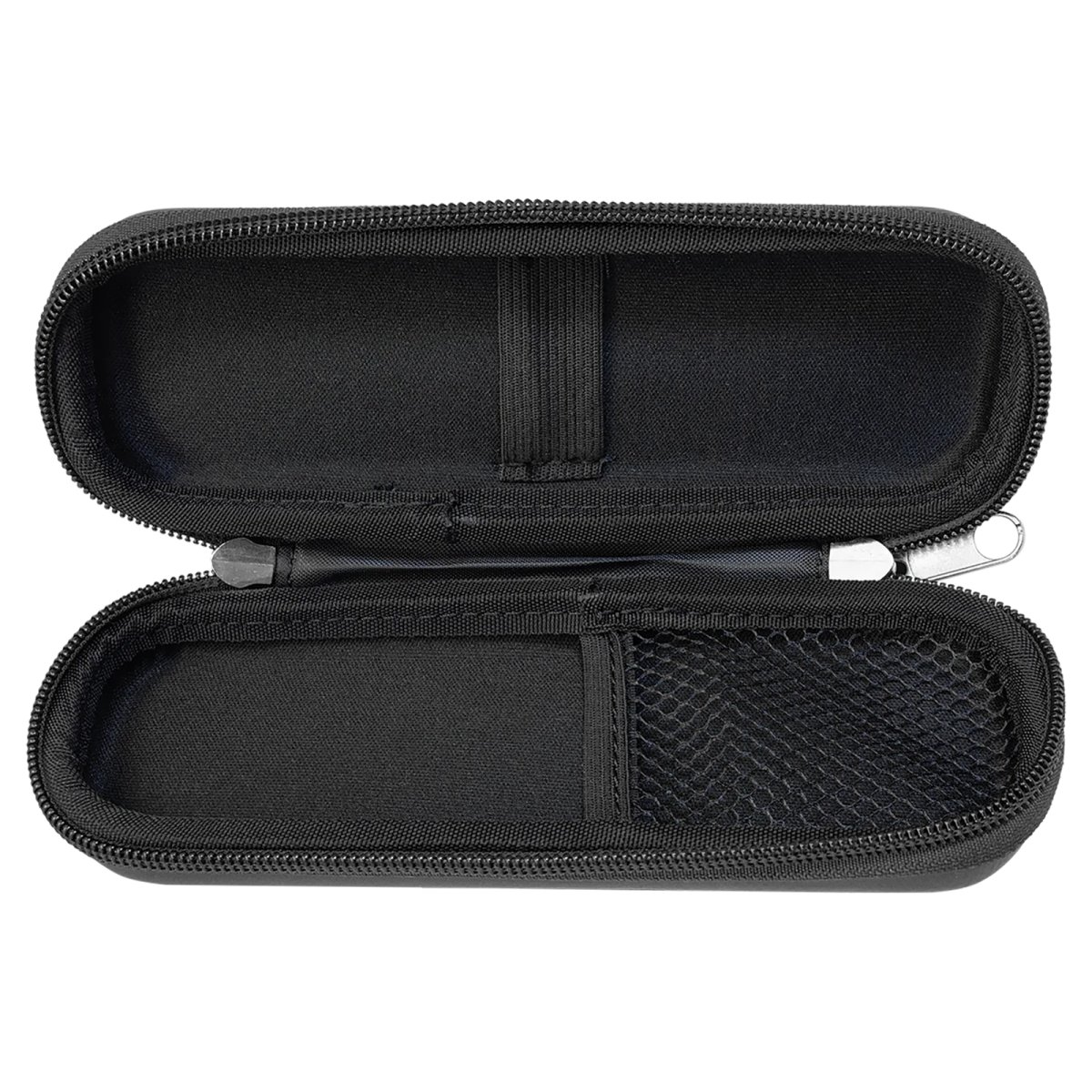 7" x 2 1/2" x 1 3/4" Black/Silver Smoke Case - Open view
