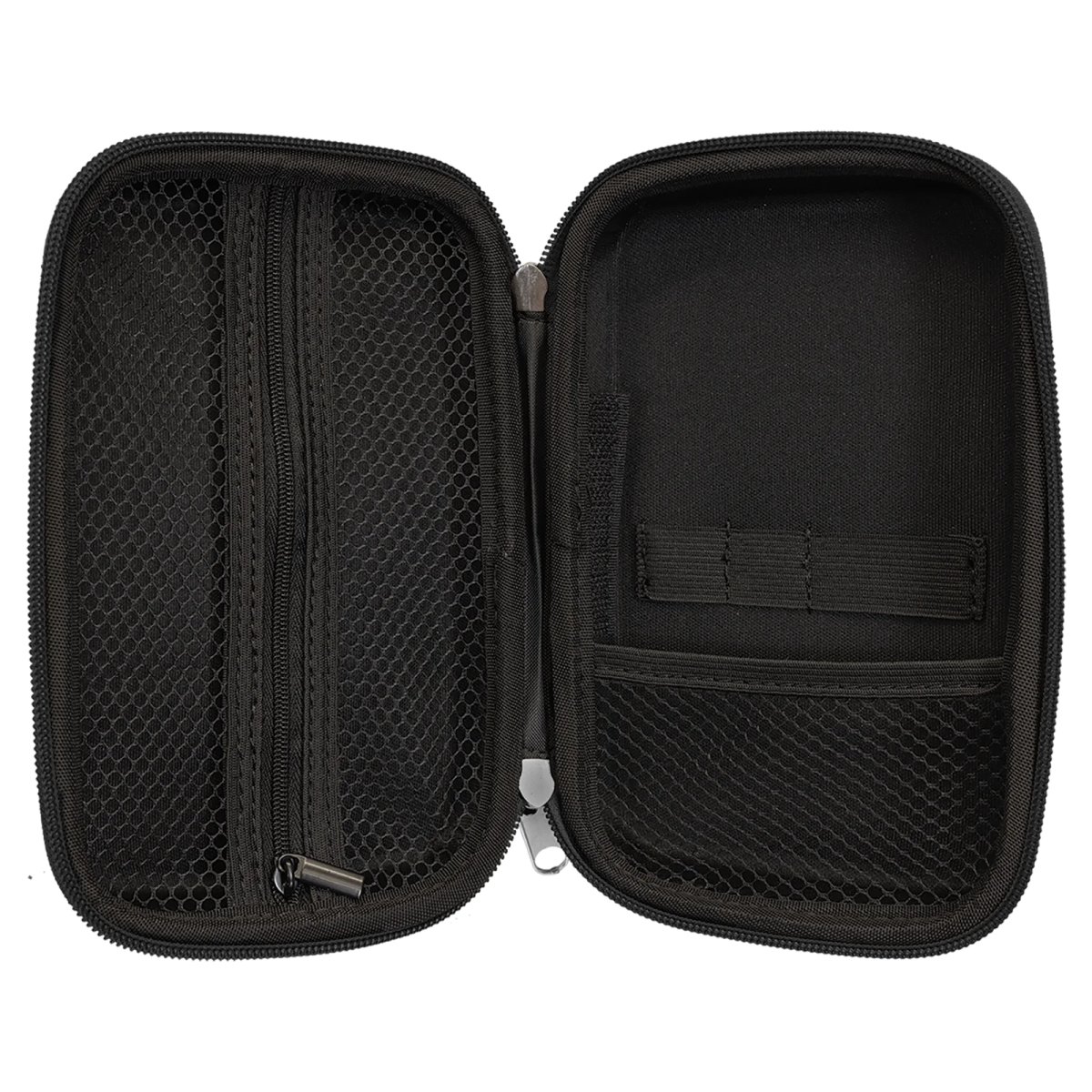 7" x 4" x 2 1/2" Black/Silver Smoke Case - Open view