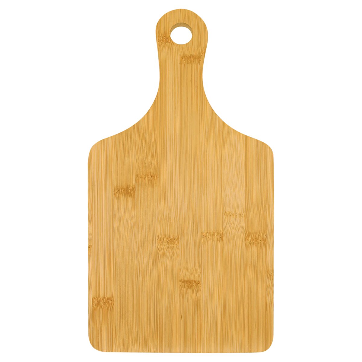 13 1/2" x 7" Bamboo Cutting Board Paddle Shape with Drip Ring - Back view
