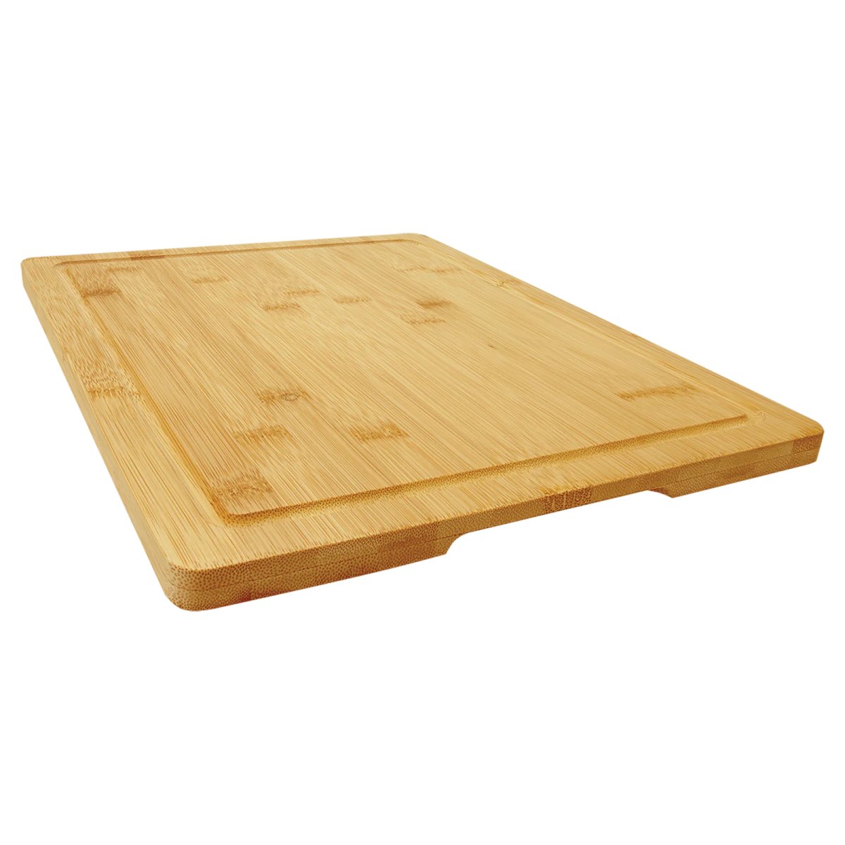 13 3/4" x 11" Bamboo Cutting Board with Drip Ring - Angle 2 view