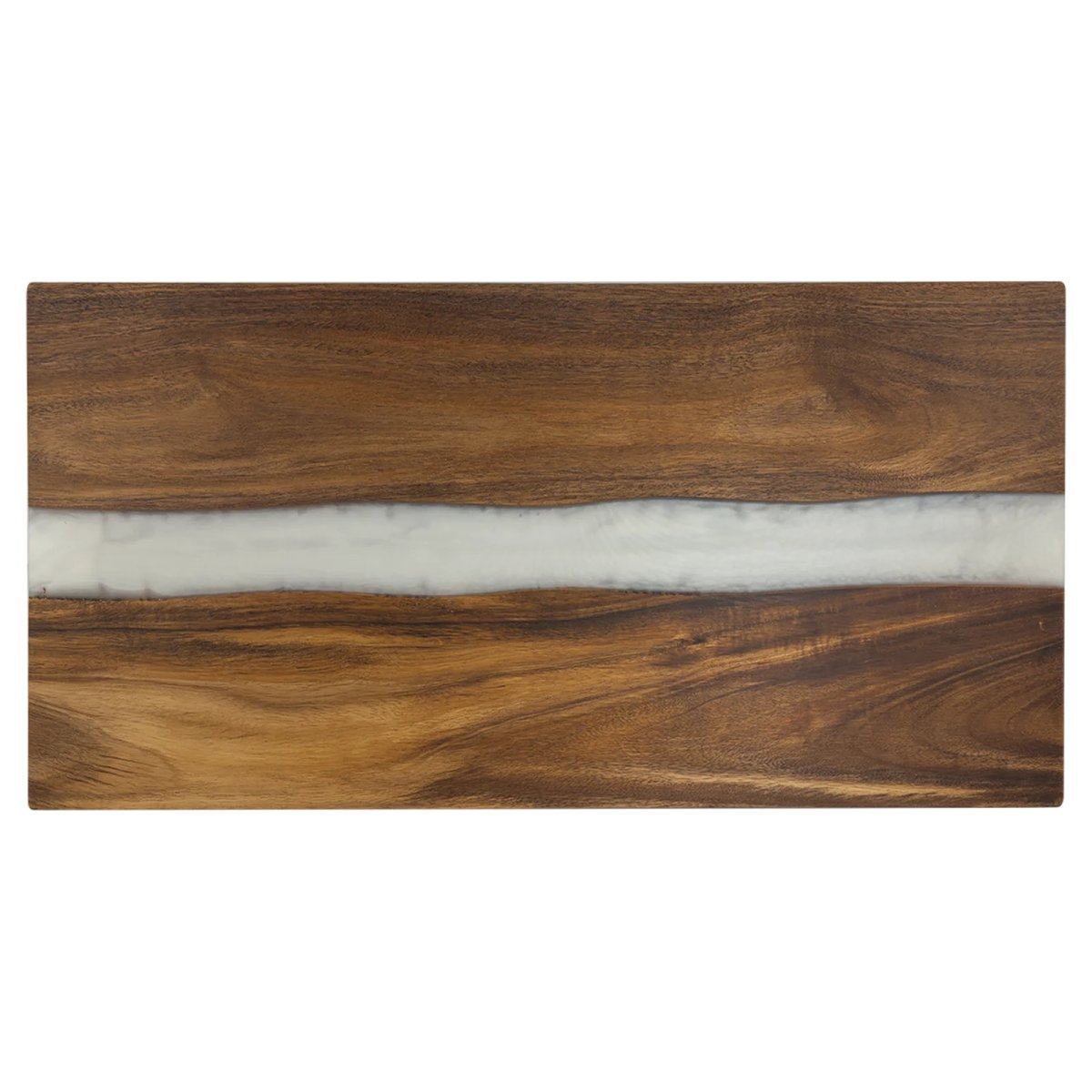 18" x 9" Acacia with White Pearl Resin Serving Board - Back view