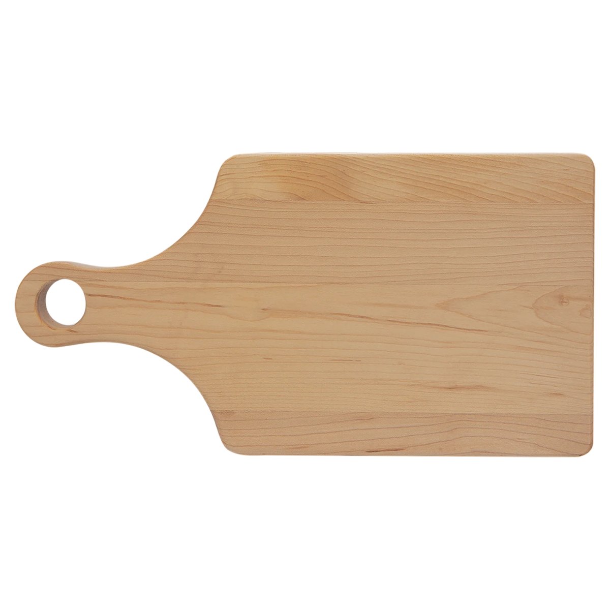 13 1/2" x 7" Maple Cutting Board Paddle Shape with Drip Ring - Back view