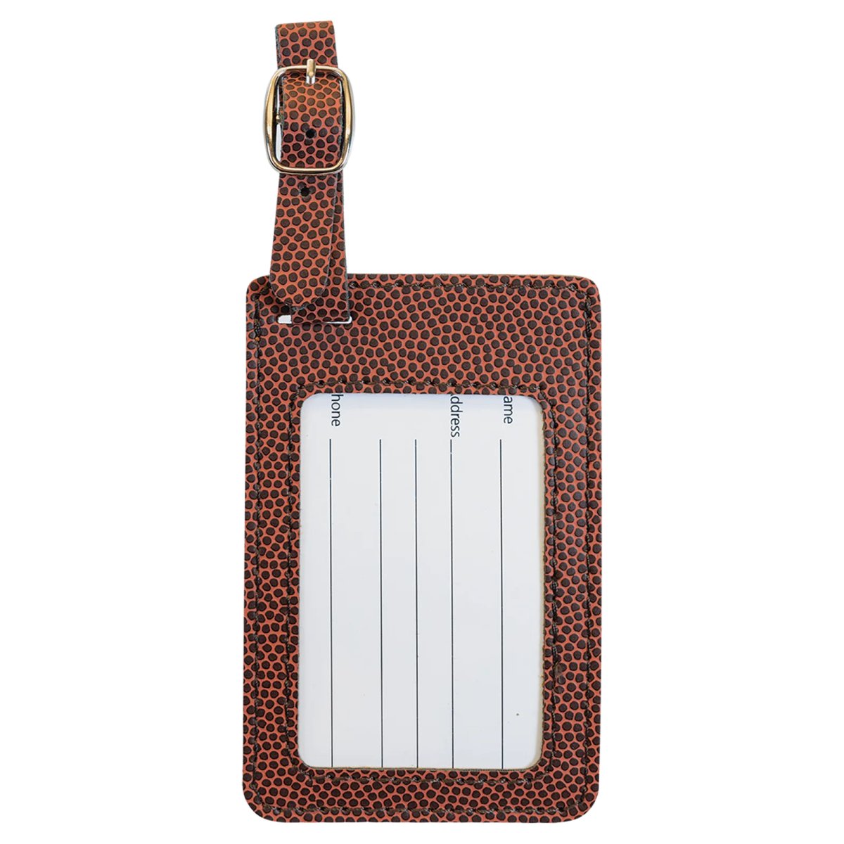4 1/4" x 2 3/4" Football Engraved Faux Leather Luggage Tag - Back view