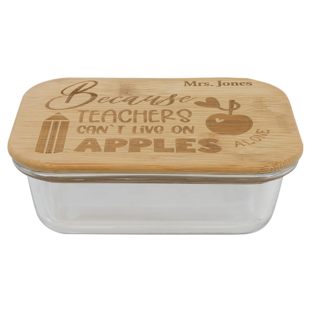 12 oz. Rectangle Glass Container with Bamboo Lid - Side view
