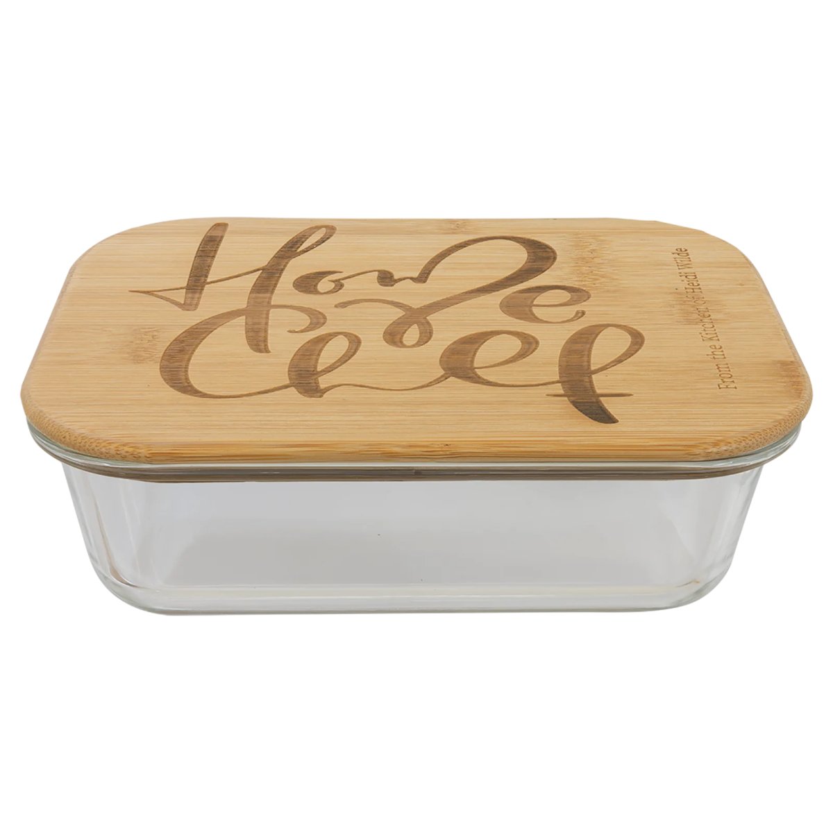 35 oz. Rectangle Glass Container with Bamboo Lid - Side view
