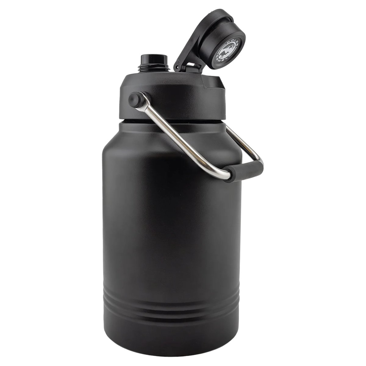 Polar Camel 64 oz. Black Vacuum Insulated Jug with Chug Lid and Easy-Carry Handle - Open 2 view