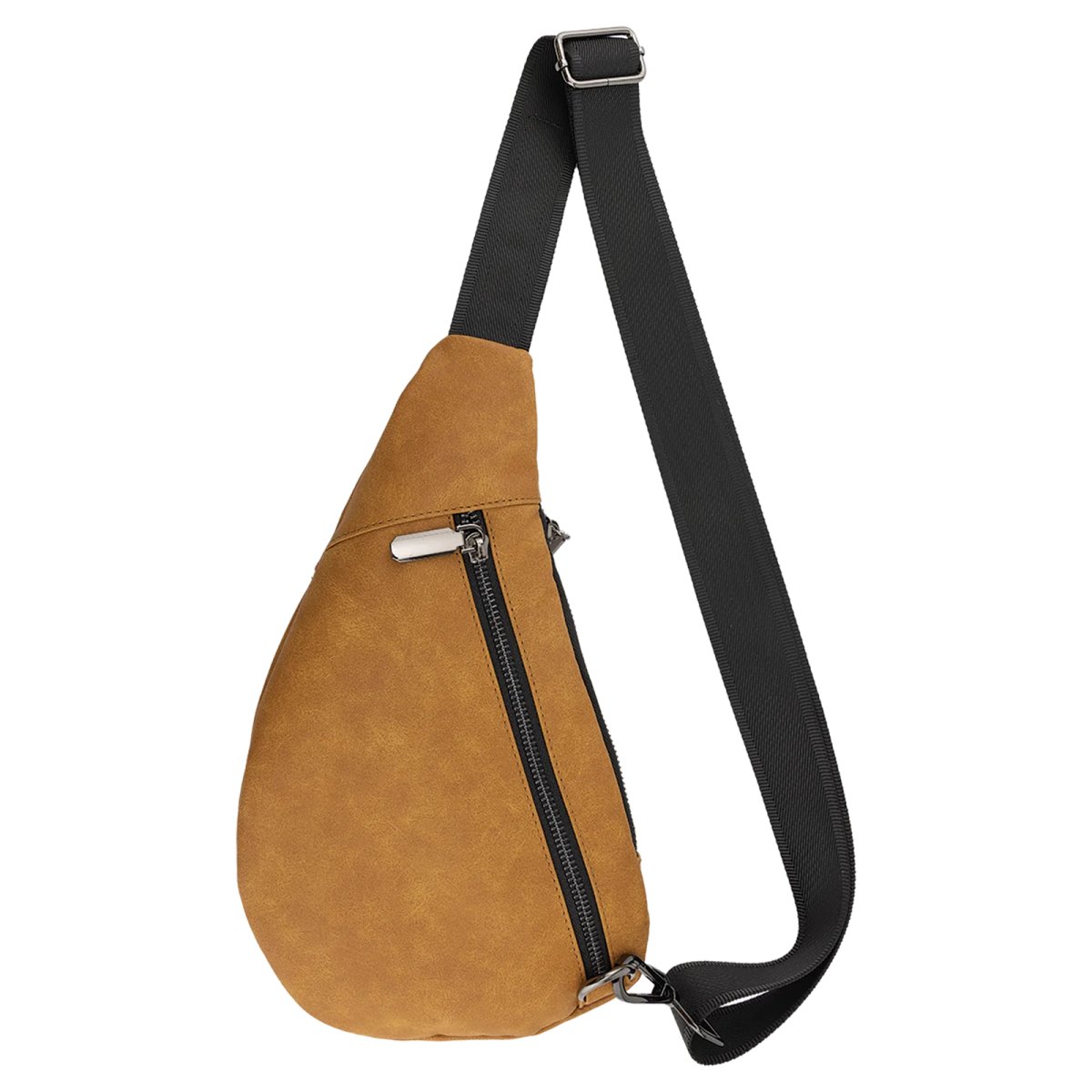 Crescent Bag - Engraved Faux Leather, Creekside Collection, Light Brown - Back view