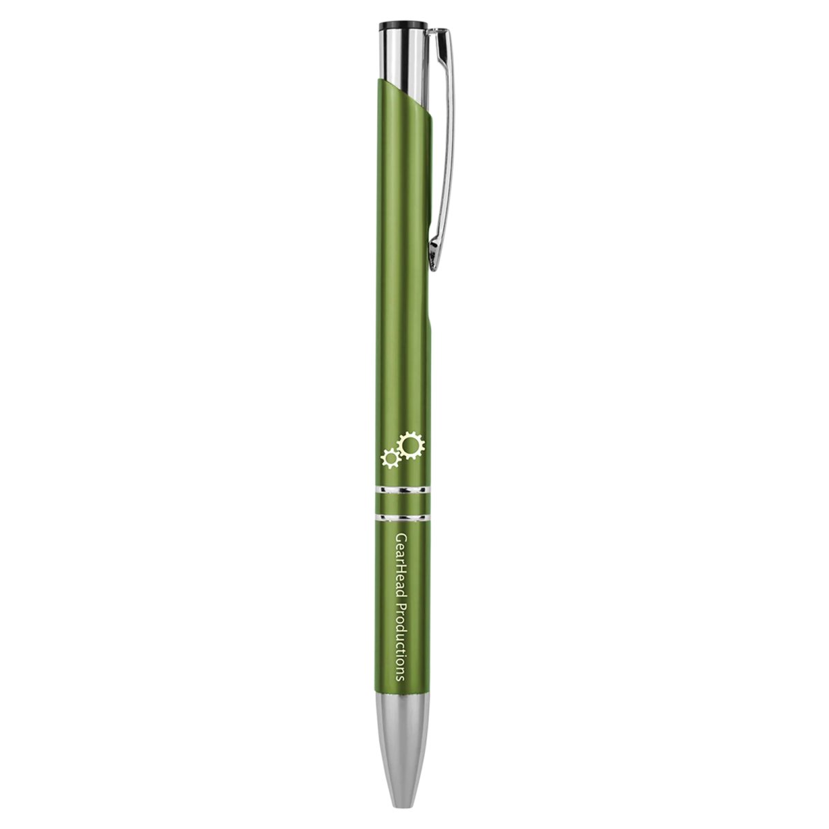 Green with Silver Trim Custom Engraved Pen - Angle 2 view