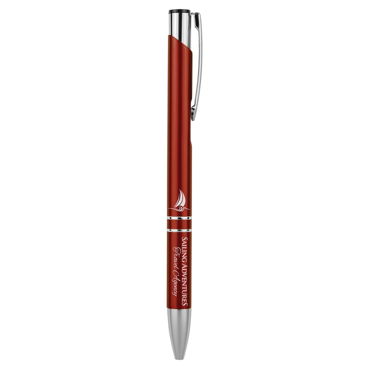 Burgundy with Silver Trim Custom Engraved Pen - Angle 2 view