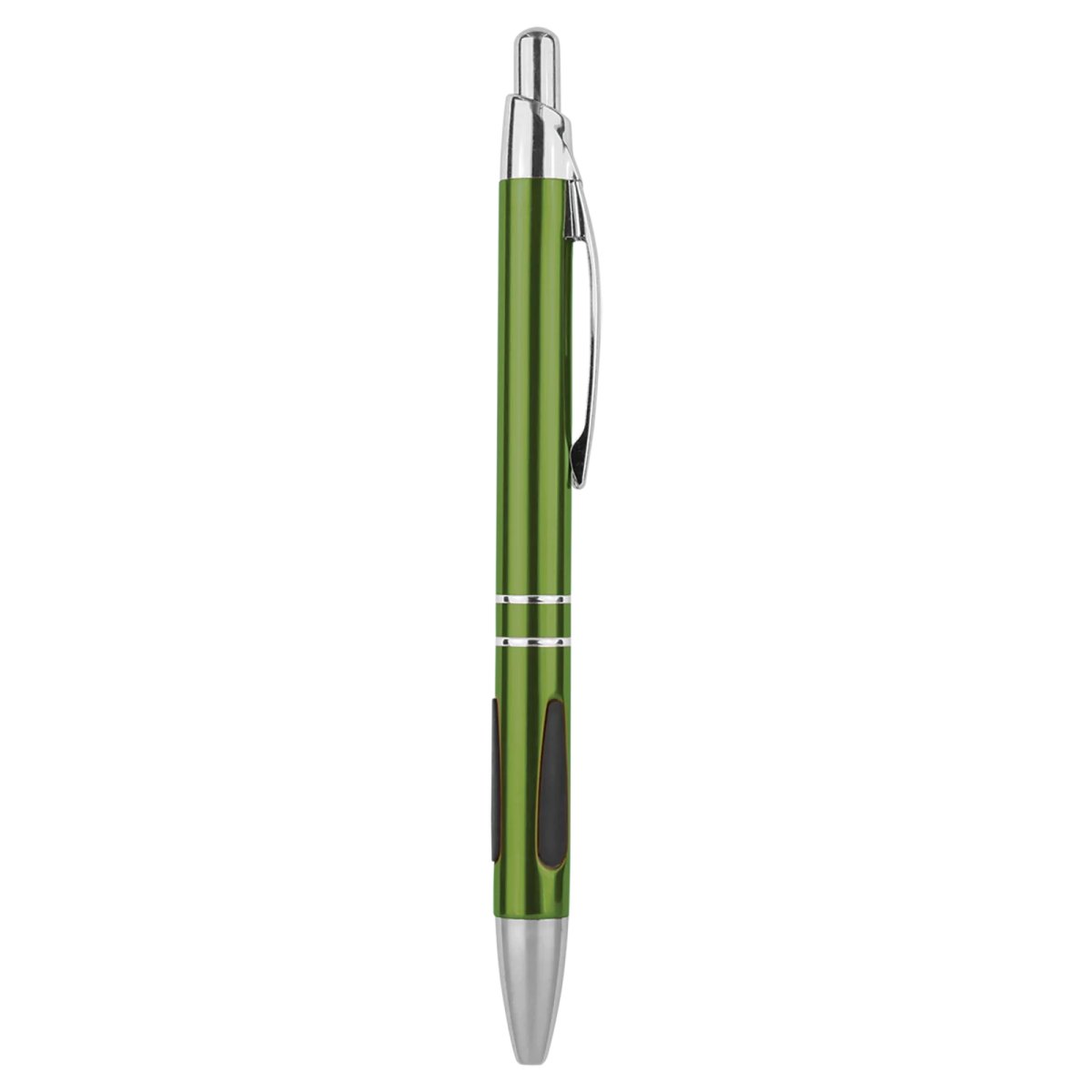 Green with Silver Trim Custom Engraved Pen with Gripper - Angle view