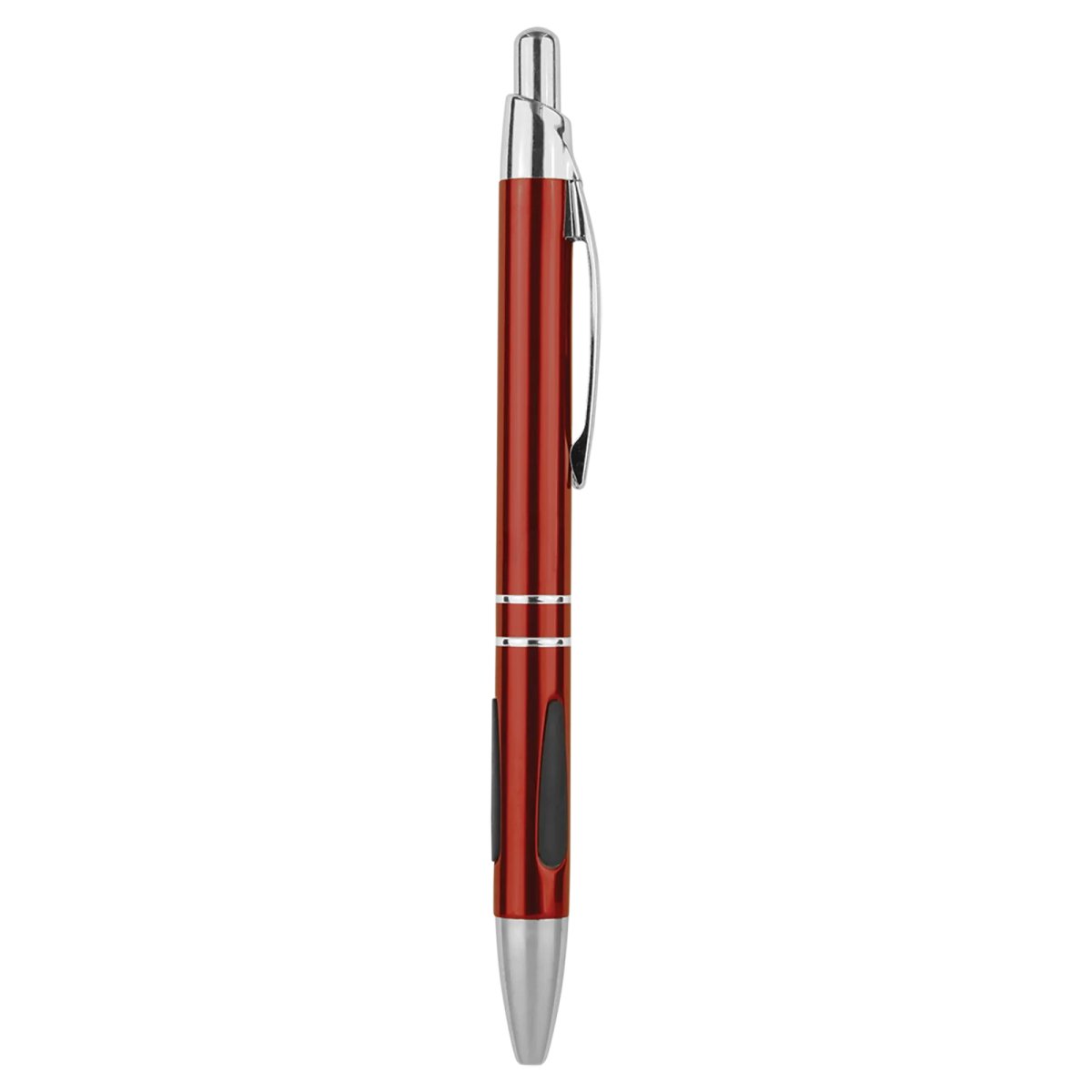 Burgundy with Silver Trim Custom Engraved Pen with Gripper - Angle view