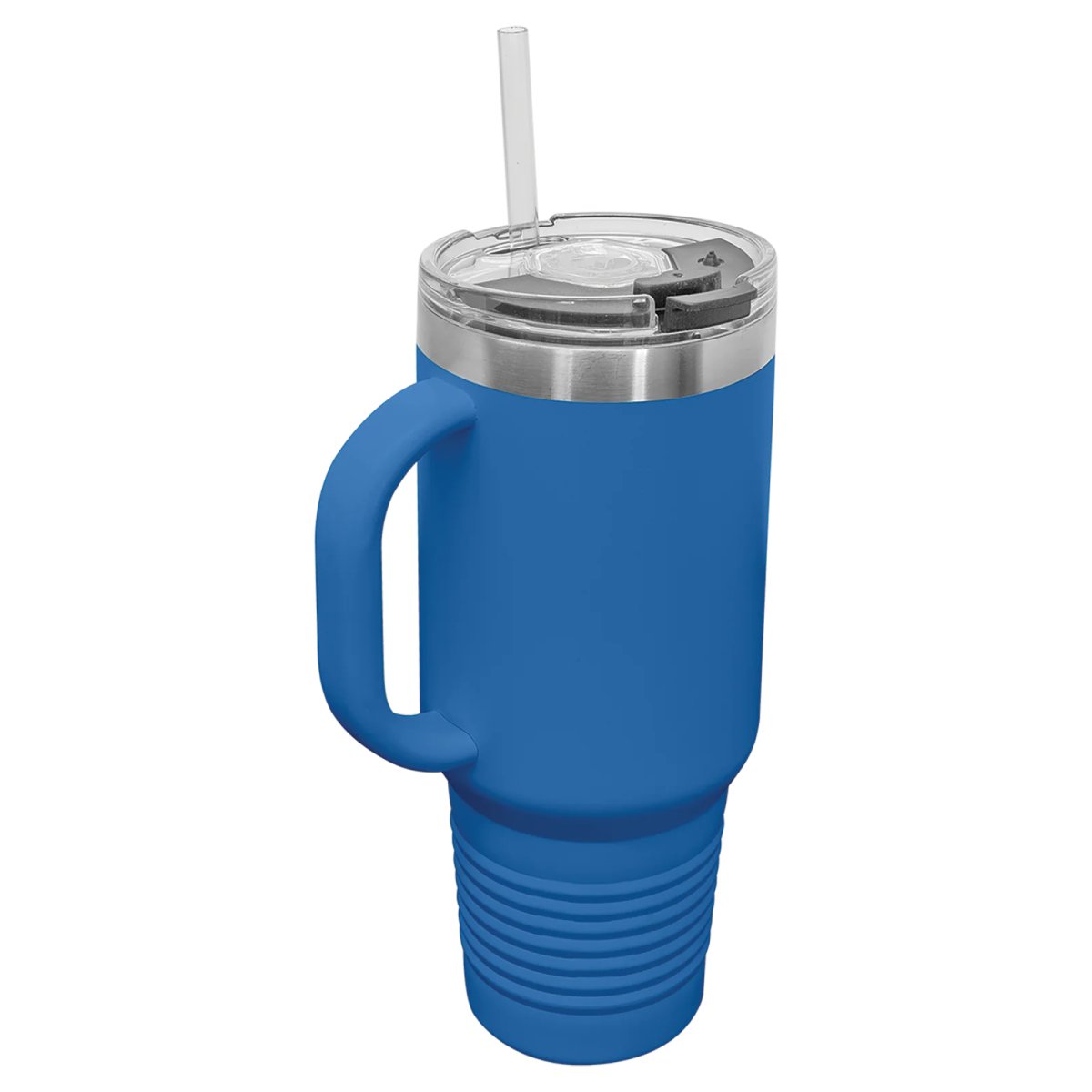 Polar Camel 40 oz. Royal Blue Travel Mug with Snap Lid & Straw - Back view