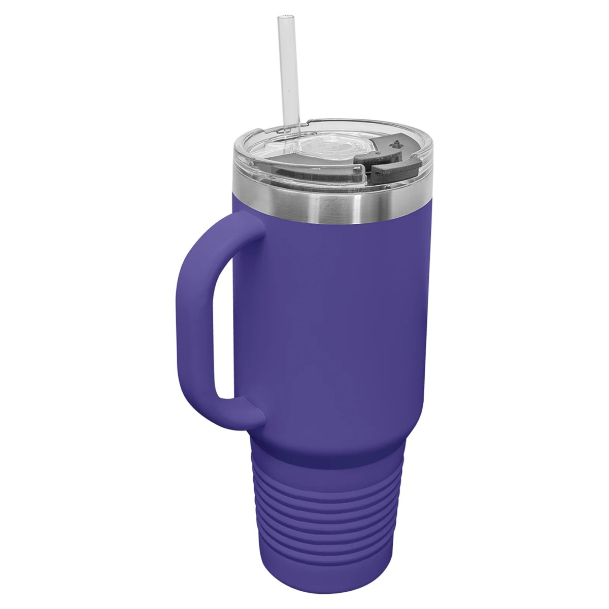 Polar Camel 40 oz. Purple Travel Mug with Snap Lid & Straw - Back view
