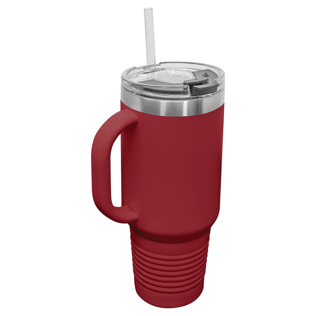 Polar Camel 40 oz. Maroon Travel Mug with Snap Lid & Straw - Back view