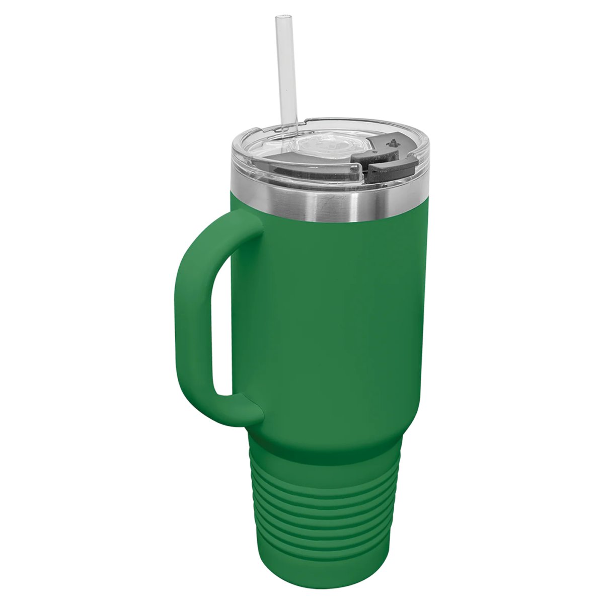 Polar Camel 40 oz. Green Travel Mug with Snap Lid & Straw - Back view