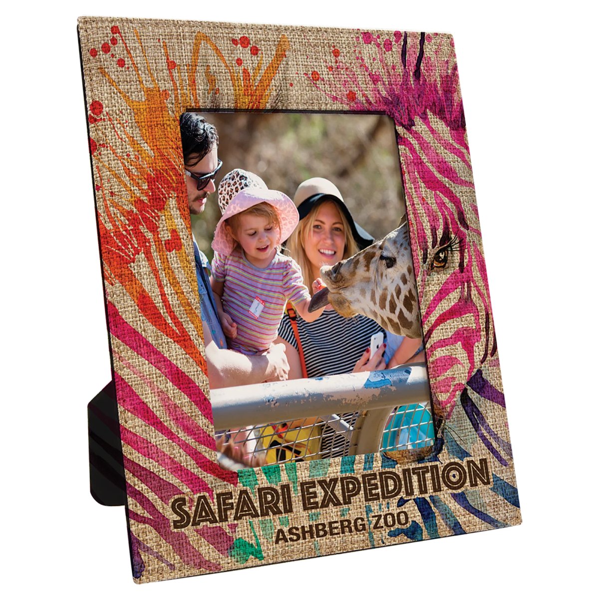 5" x 7" Custom Printed Burlap Photo Frame - Angle view