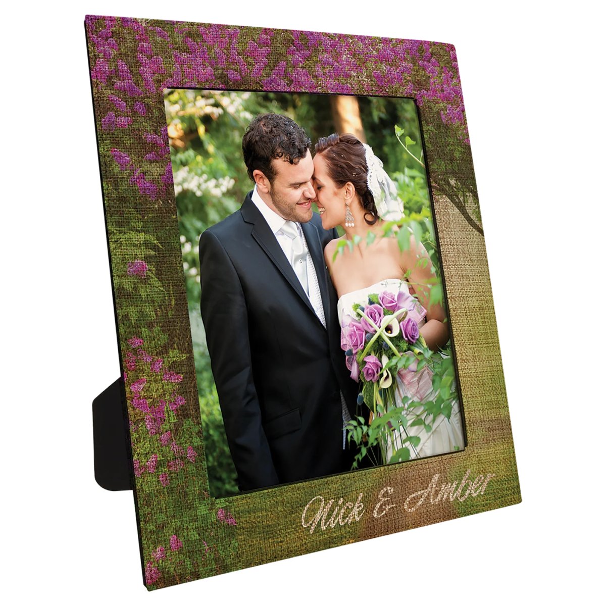 8" x 10" Custom Printed Burlap Photo Frame - Angle view
