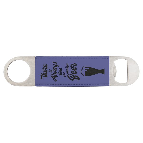 1 1/2" x 7" Purple Engraved Faux Leather Bottle Opener - Purple