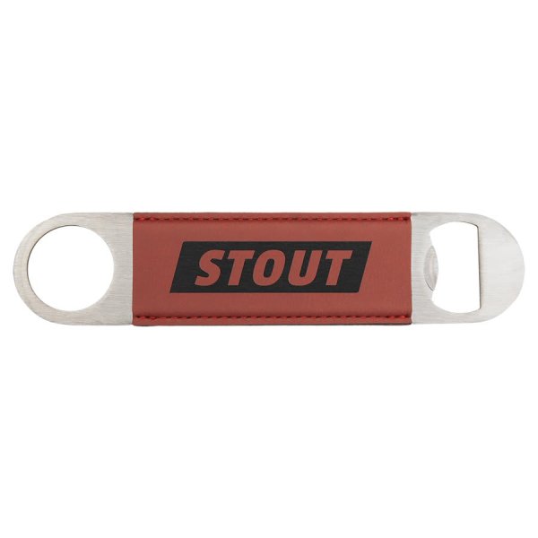 1 1/2" x 7" Rose Engraved Faux Leather Bottle Opener - Rose/Black/Silver
