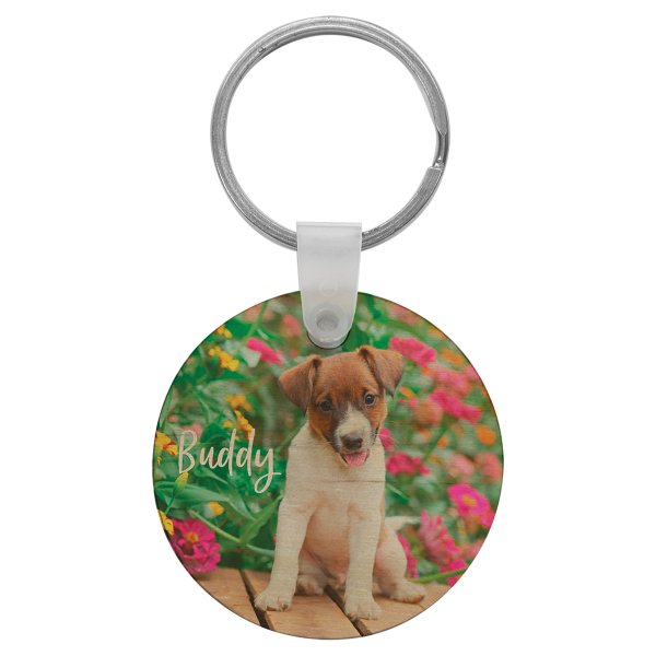1 3/4" Diameter Custom Printed Wood Keychain - light wood