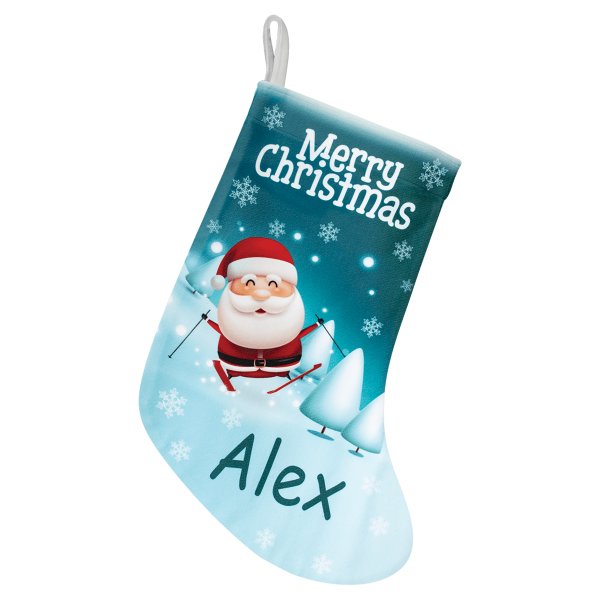 10" x 14" White Custom Printed Holiday Stocking - White
